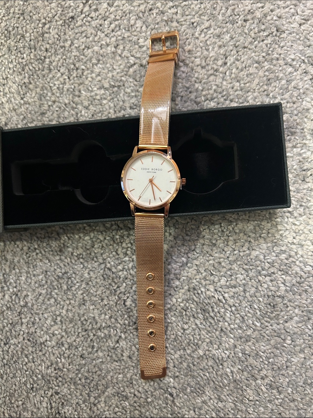 Eddie Borgo Rose Gold Mesh Strap Watch with White Dial - Picture 2 of 4